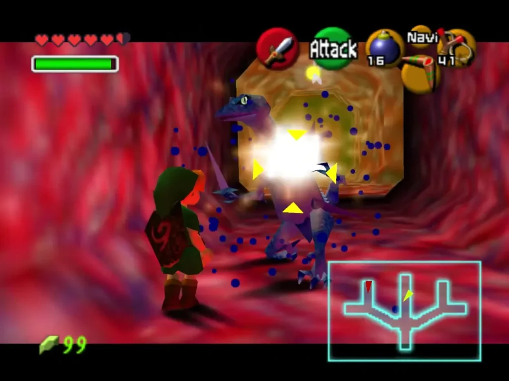 Bomb blast at a boulder hitting blue Lizalfos enemies Bomb blast at a boulder hitting blue Lizalfos enemies