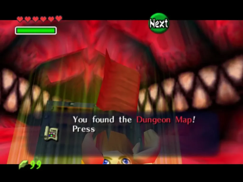 Link holding up the Dungeon Map as its item message appears Link holding up the Dungeon Map as its item message appears