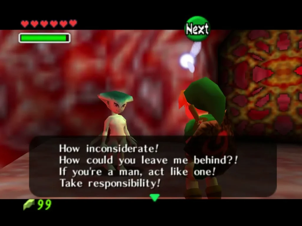 Ruto with a message box calling Link inconsiderate for leaving her behind Ruto with a message box calling Link inconsiderate for leaving her behind