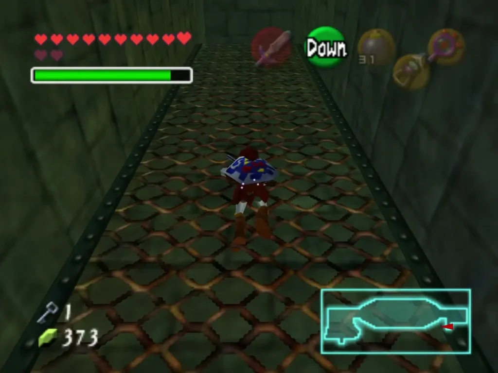 Link crossing the lattice walkway in Shadow Temple with the Lens of Truth active