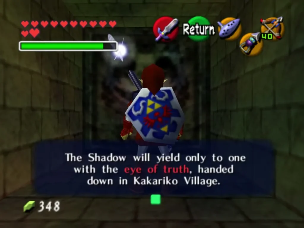 Link beside a message saying the Shadow yields only to one with the eye of truth