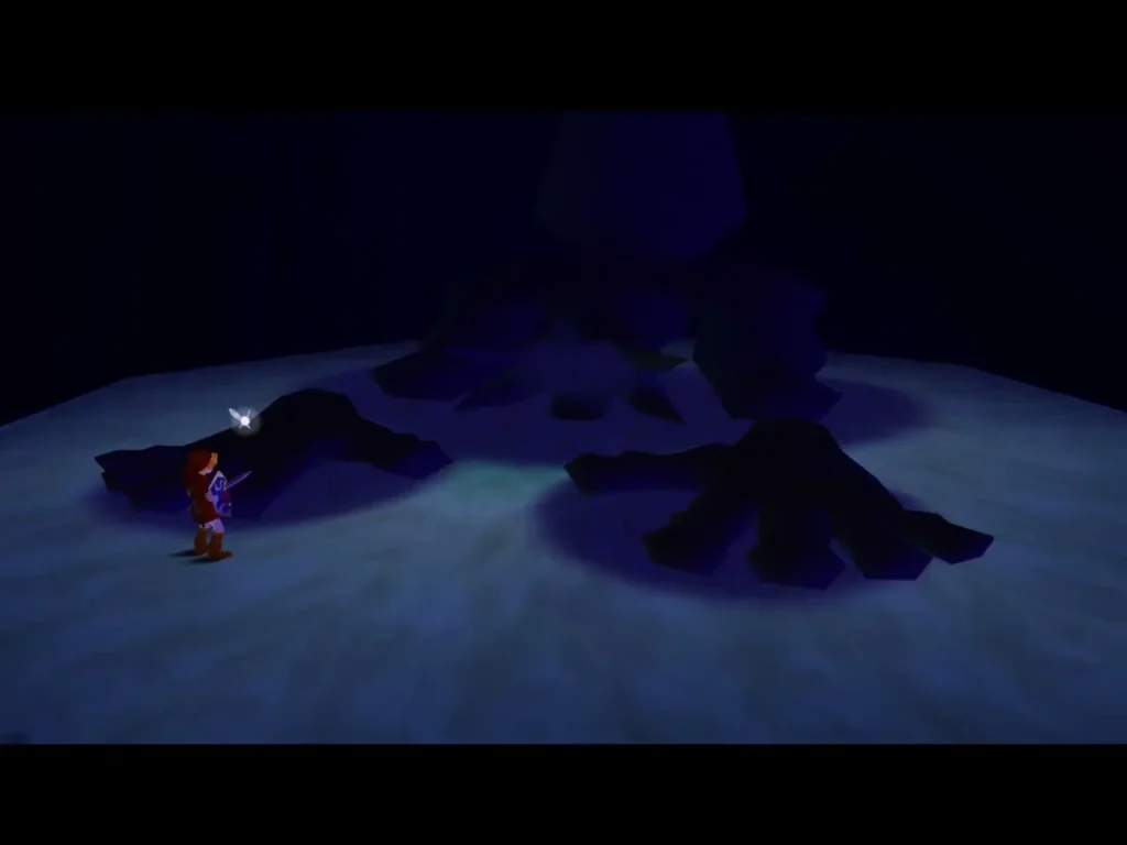 Link near the dark remains of Bongo Bongo on the drum after the fight