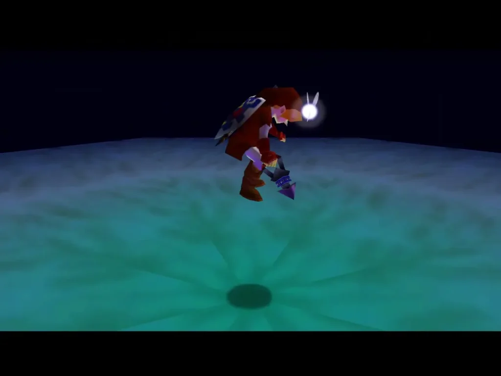 Link landing on the large white drum above the poison pool