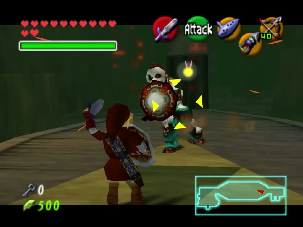 Link fighting a Stalfos on the ship deck