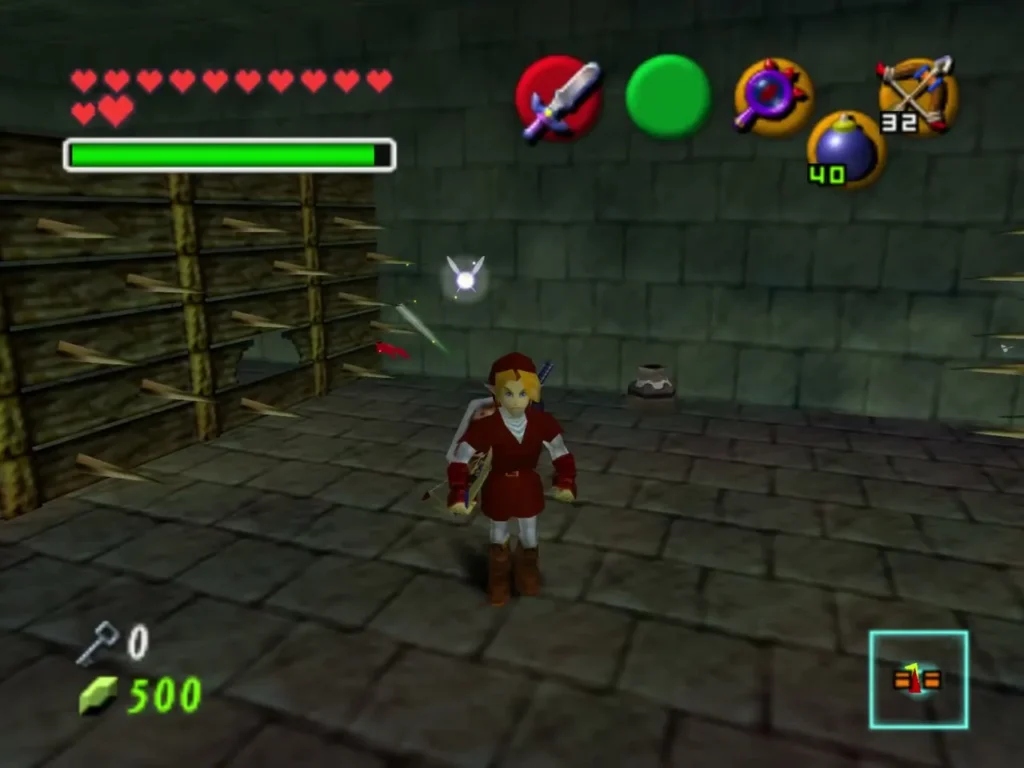 Link between wooden spiked walls that close in on the corridor