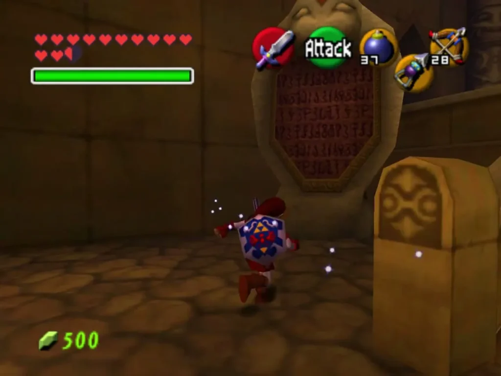 Adult Link standing in the first hall of the Spirit Temple Adult Link standing in the first hall of the Spirit Temple