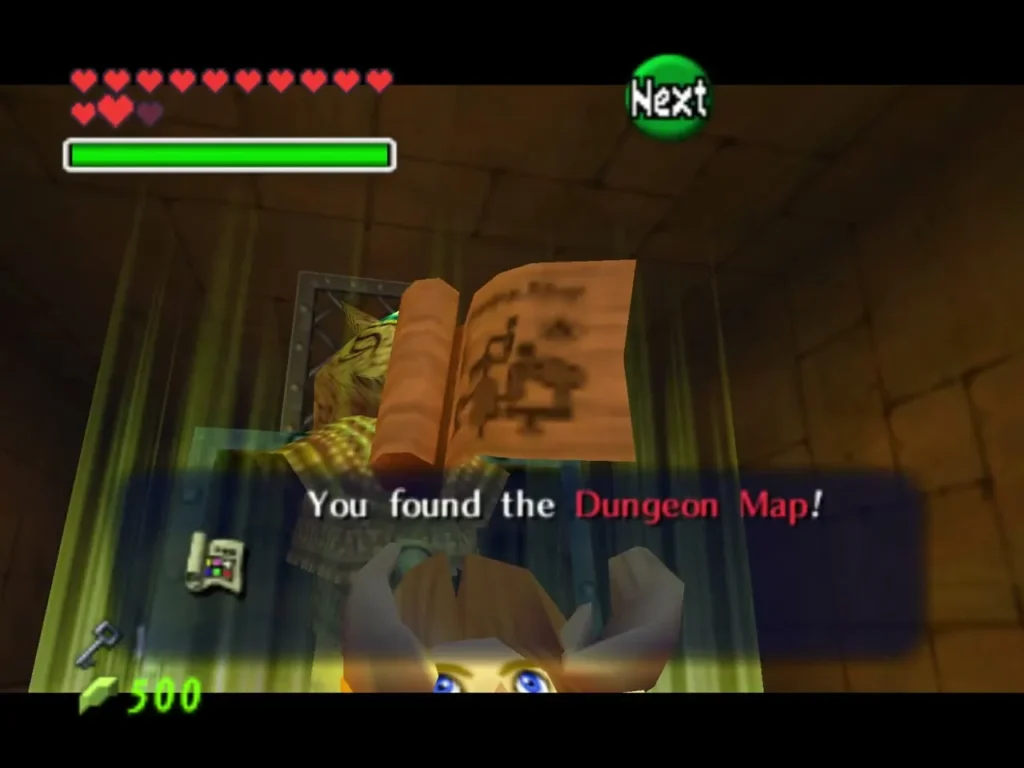 Link holding up the Dungeon Map with the You found the Dungeon Map message box Link holding up the Dungeon Map with the You found the Dungeon Map message box