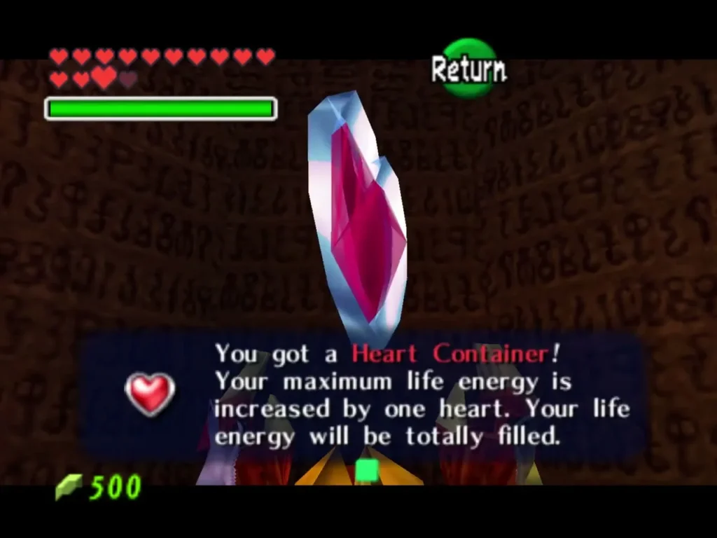 Heart Container item box shown after the sisters are defeated in the Spirit Temple Heart Container item box shown after the sisters are defeated in the Spirit Temple