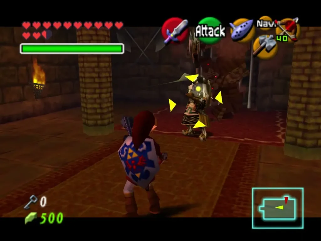 Adult Link facing a second Iron Knuckle in the Spirit Temple throne room Adult Link facing a second Iron Knuckle in the Spirit Temple throne room