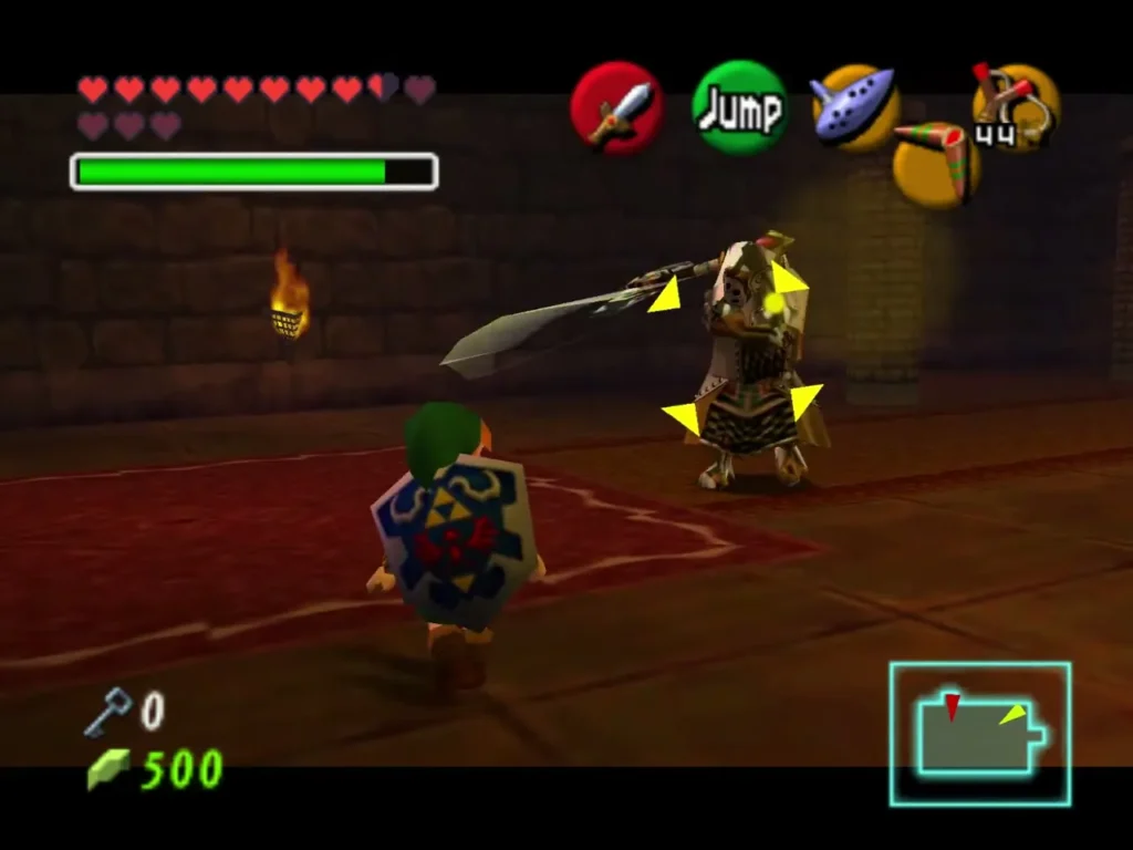 Iron Knuckle swinging its sword at Link on the red carpet Iron Knuckle swinging its sword at Link on the red carpet
