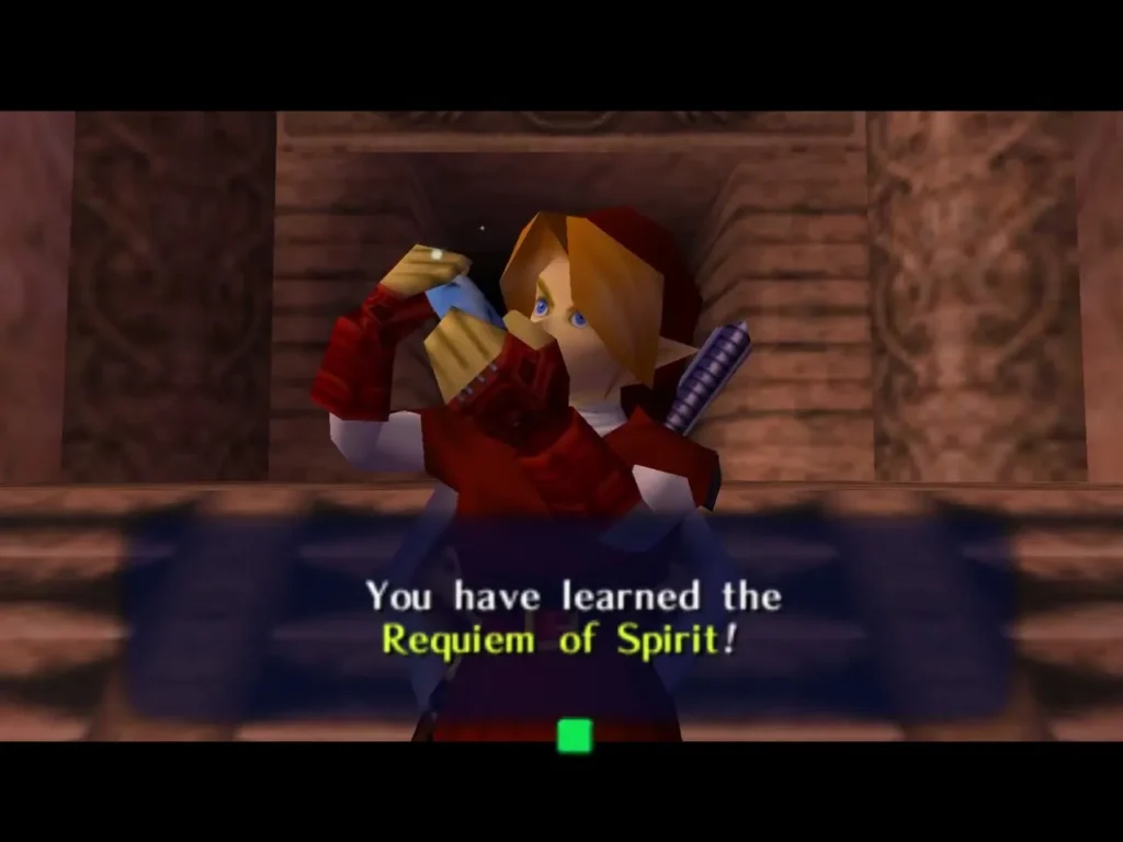 Link playing the ocarina after learning the Requiem of Spirit Link playing the ocarina after learning the Requiem of Spirit