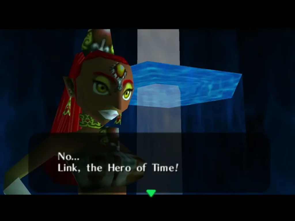 Nabooru tells Link he is the Hero of Time in the Chamber of Sages Nabooru tells Link he is the Hero of Time in the Chamber of Sages