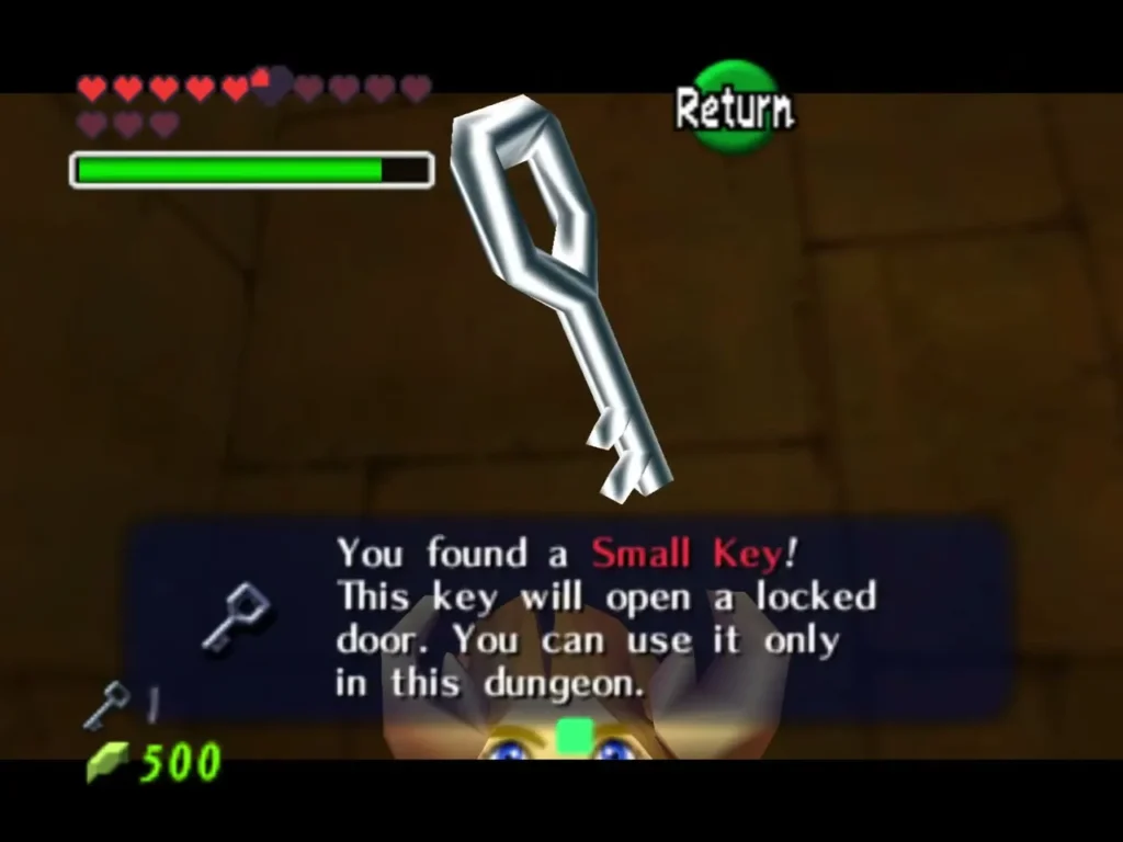The Small Key with the You found a Small Key message box The Small Key with the You found a Small Key message box