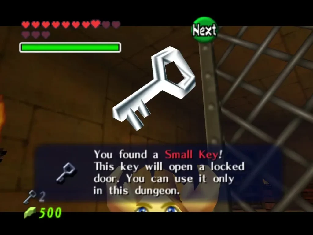 The Small Key with the You found a Small Key message box The Small Key with the You found a Small Key message box