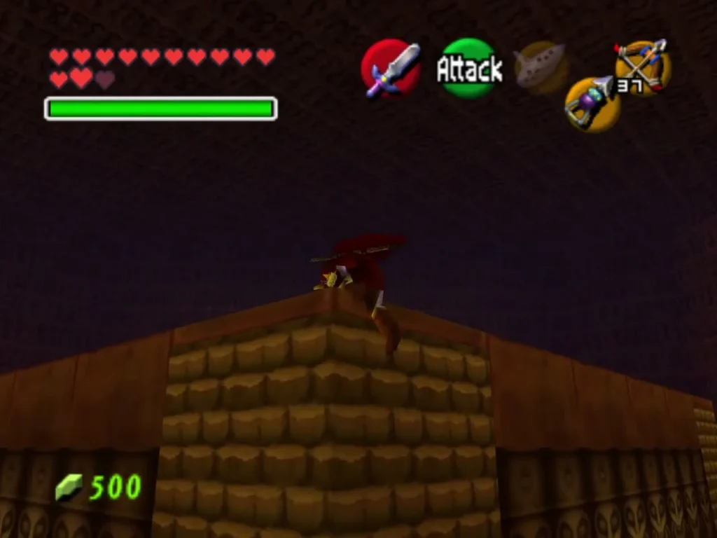 Link climbing the stone steps toward the Spirit Temple arena Link climbing the stone steps toward the Spirit Temple arena
