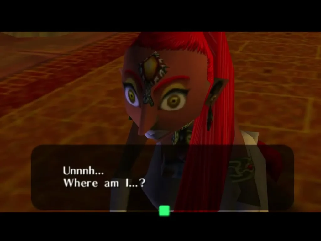 Nabooru, dazed and confused, speaks after the armor falls away in the Spirit Temple Nabooru, dazed and confused, speaks after the armor falls away in the Spirit Temple