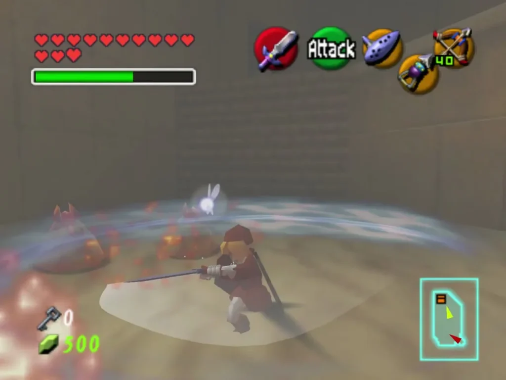 Link spin attacking Leevers that rise from the sand in the Spirit Temple Link spin attacking Leevers that rise from the sand in the Spirit Temple