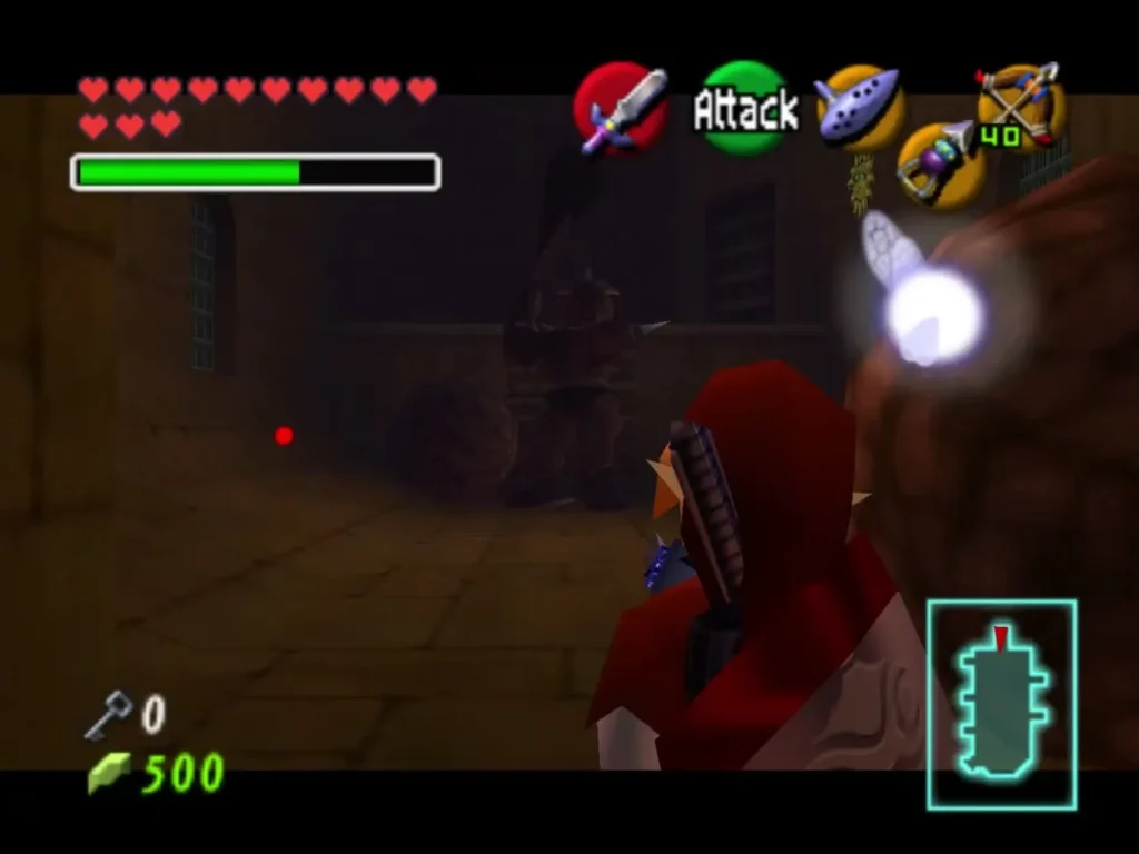 Link facing a Skulltula in a dim Spirit Temple room Link facing a Skulltula in a dim Spirit Temple room
