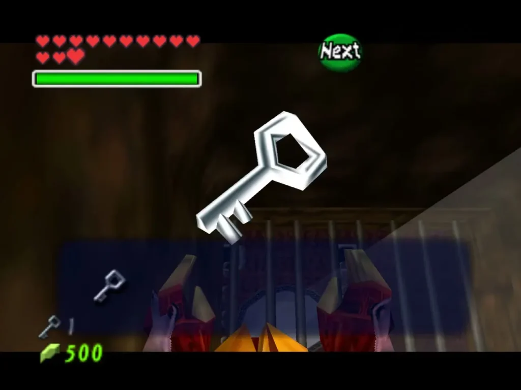 A Small Key floats above a barred gate after the chest opens in the Spirit Temple A Small Key floats above a barred gate after the chest opens in the Spirit Temple