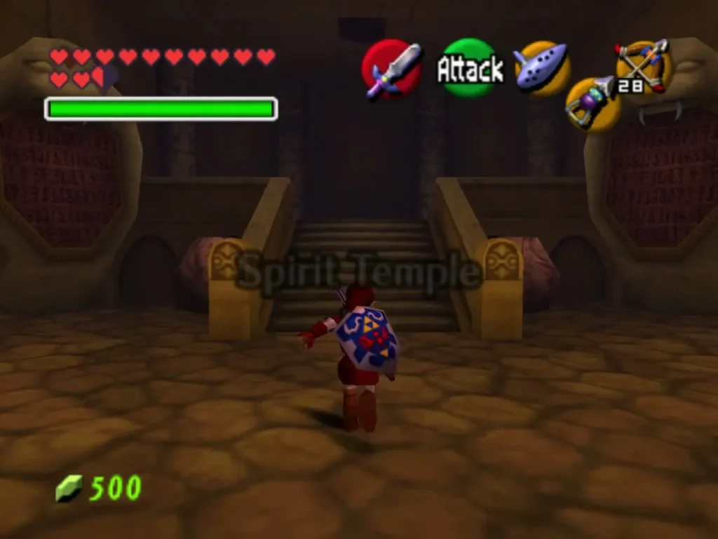 Stairs of the Spirit Temple entry hall with the title card Stairs of the Spirit Temple entry hall with the title card