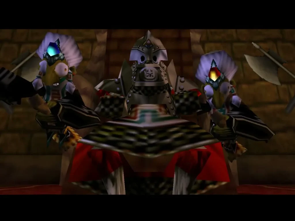 The witch sisters flank an Iron Knuckle on a throne in the Spirit Temple The witch sisters flank an Iron Knuckle on a throne in the Spirit Temple