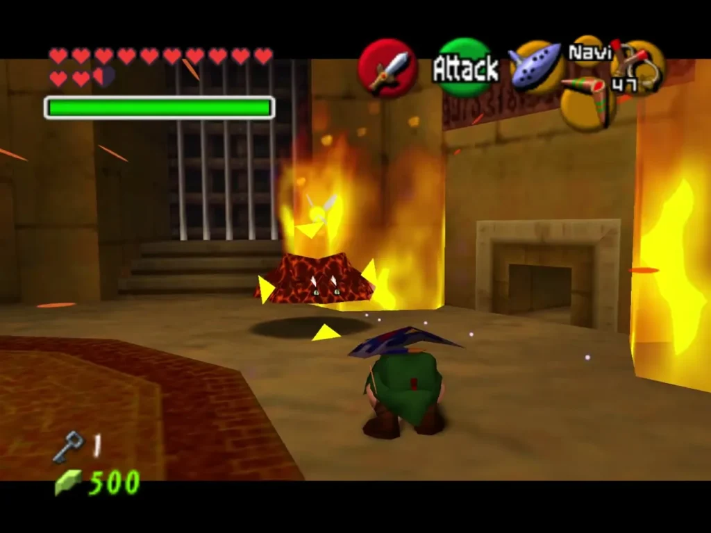 Torch Slug surrounded by flames in the fire wall room Torch Slug surrounded by flames in the fire wall room