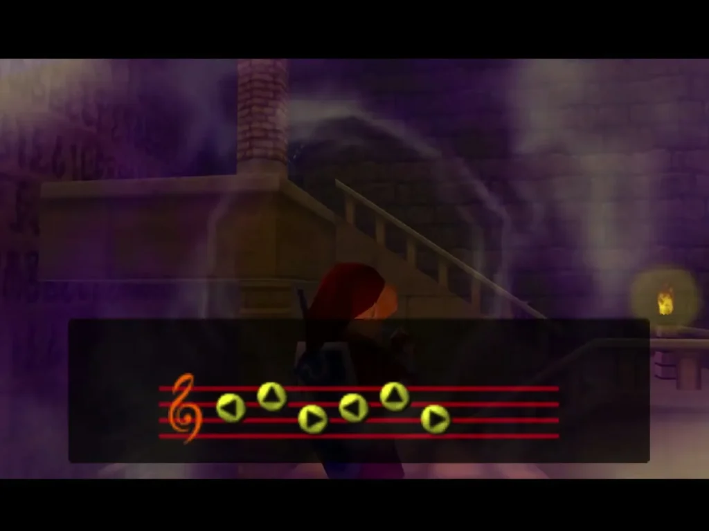 Adult Link playing Zelda's Lullaby on the Triforce symbol in the Spirit Temple Adult Link playing Zelda's Lullaby on the Triforce symbol in the Spirit Temple