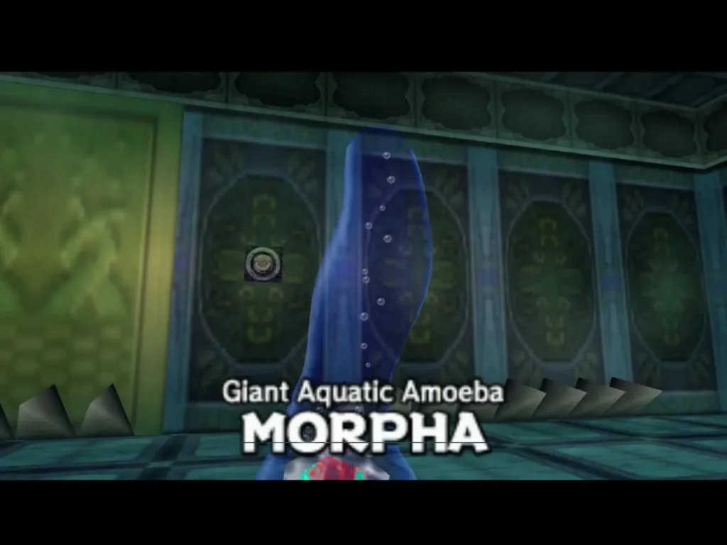 The Morpha name card over the water arena with a blue tentacle rising The Morpha name card over the water arena with a blue tentacle rising