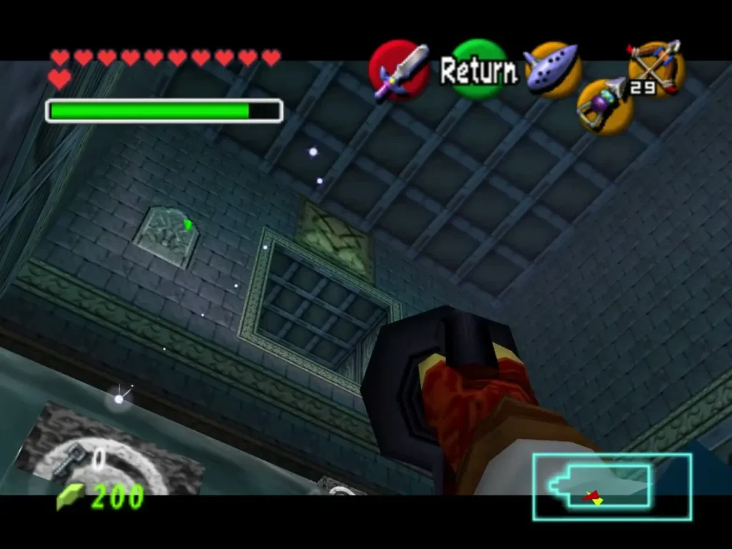 Longshot target rings on the walls of a block room in the Water Temple Longshot target rings on the walls of a block room in the Water Temple