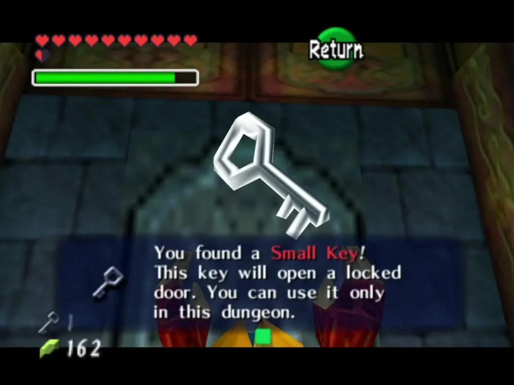 The Small Key Link with its item box in the stone room The Small Key Link with its item box in the stone room