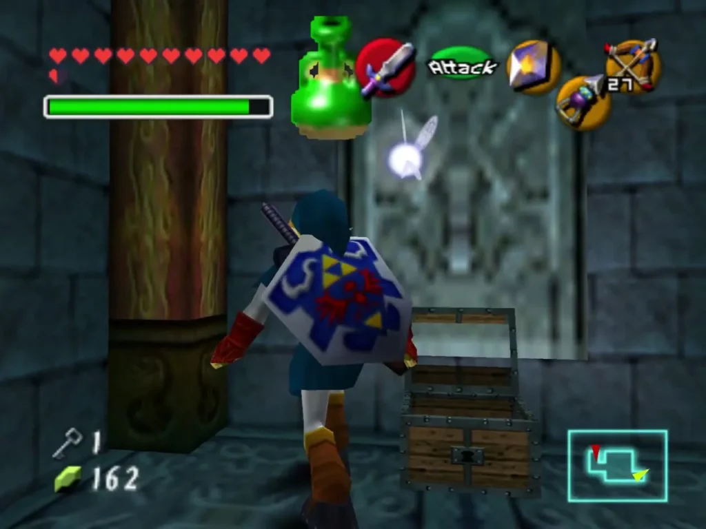 Link beside the chest in the stone room that holds the Small Key Link beside the chest in the stone room that holds the Small Key