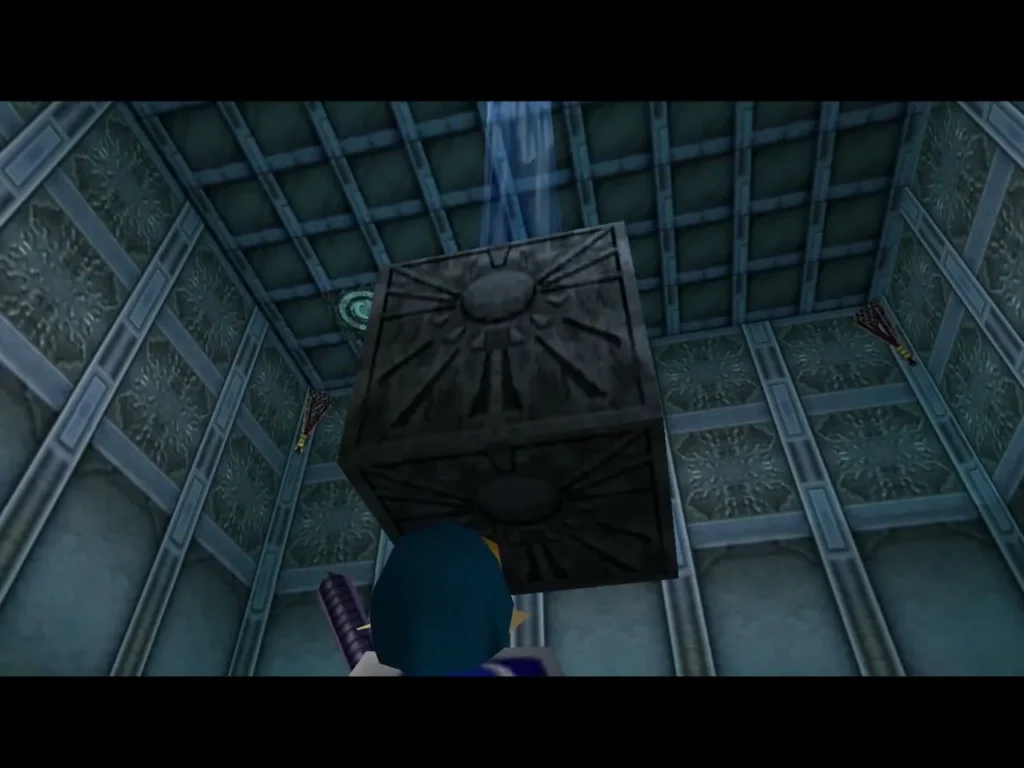 A stone block rising into the middle of the shaft after the Song of Time A stone block rising into the middle of the shaft after the Song of Time