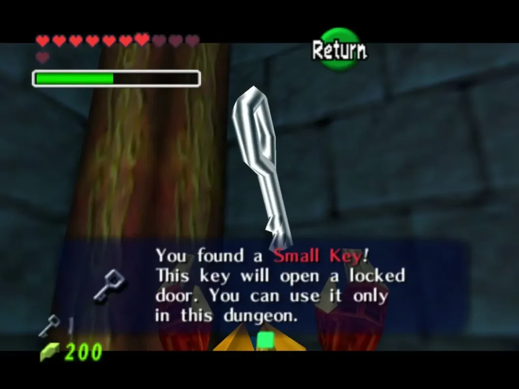 Link holding up a Small Key with the item box open Link holding up a Small Key with the item box open