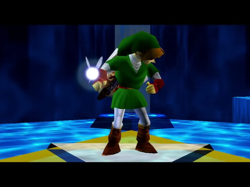 Adult Link standing in the Chamber of Sages with Navi beside him Adult Link standing in the Chamber of Sages with Navi beside him