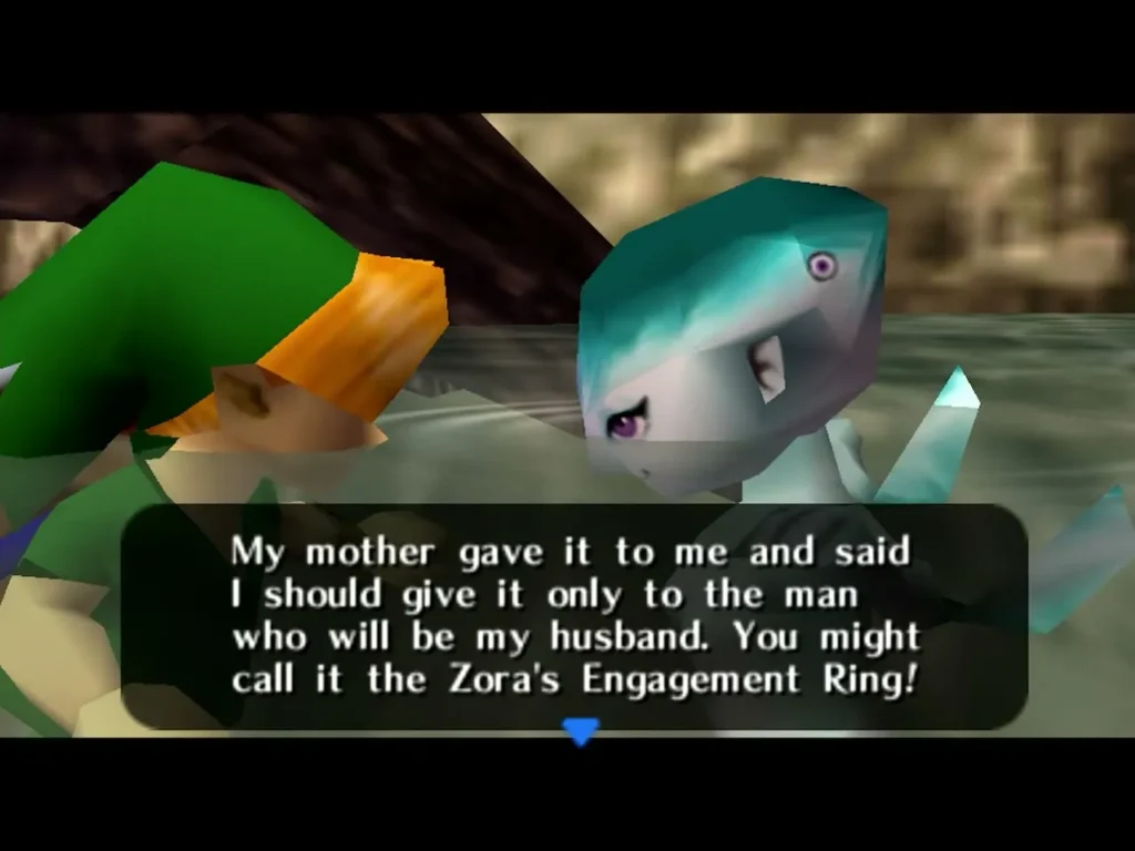 Princess Ruto in Zora's Fountain explaining the Zora's Engagement Ring Princess Ruto in Zora's Fountain explaining the Zora's Engagement Ring