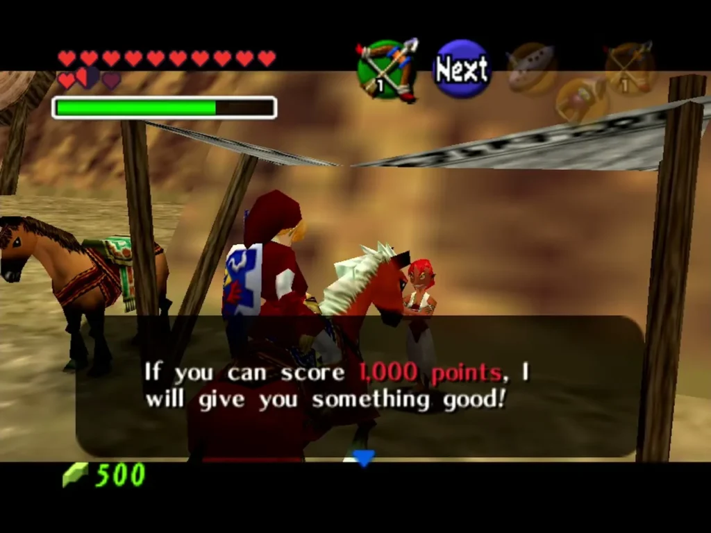 Gerudo archer offering a prize for scoring 1,000 points on the range Gerudo archer offering a prize for scoring 1,000 points on the range
