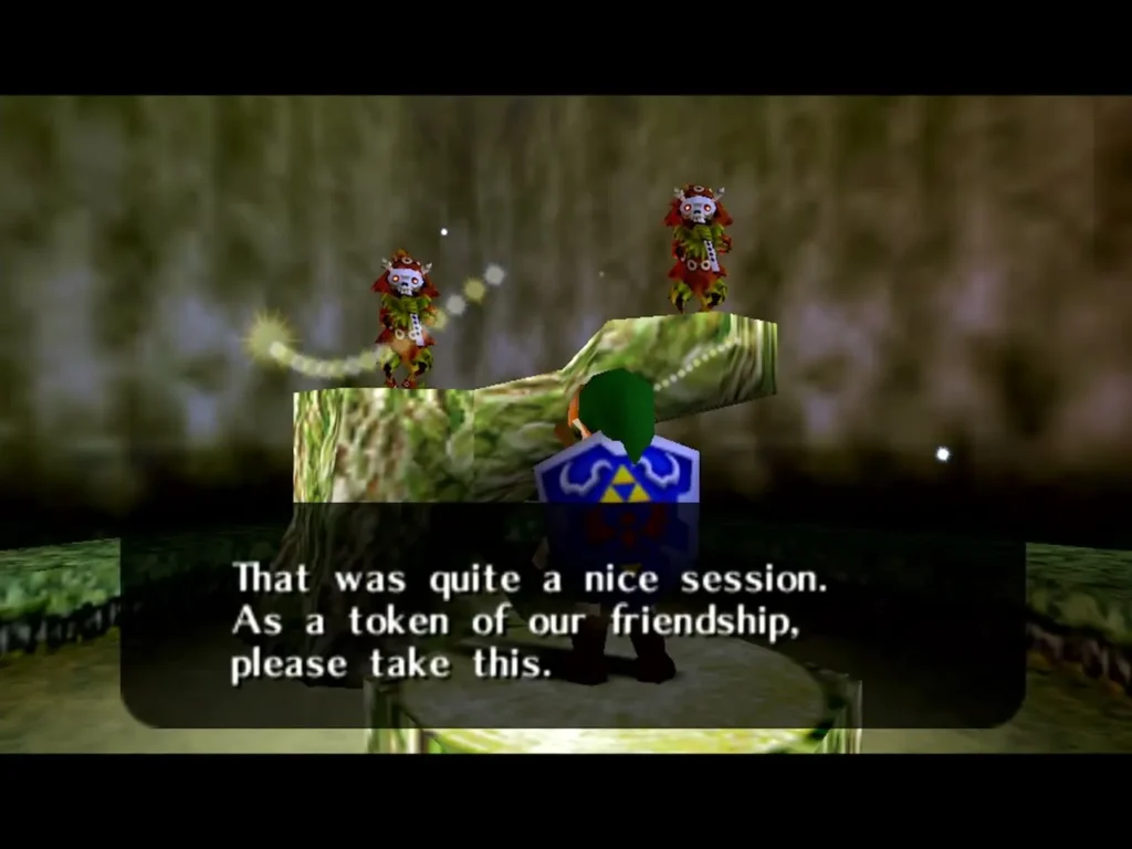 Skull Kid message box about a token of friendship after the song game Skull Kid message box about a token of friendship after the song game
