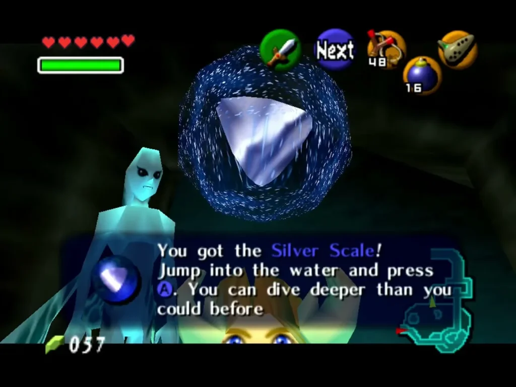 Link holding up the Silver Scale with its complete item box Link holding up the Silver Scale with its complete item box