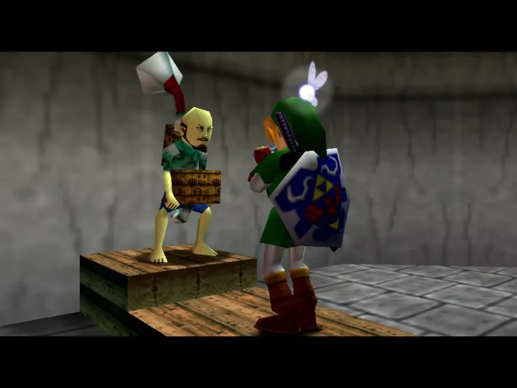The Windmill Keeper and Link on the windmill platform during the lesson