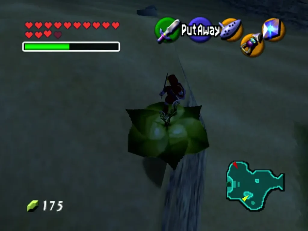Adult Link riding the bean leaf across the dark desert at night Adult Link riding the bean leaf across the dark desert at night