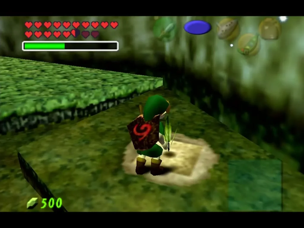 Child Link beside a freshly planted Magic Bean sprout on a patch of soil in the Lost Woods Child Link beside a freshly planted Magic Bean sprout on a patch of soil in the Lost Woods