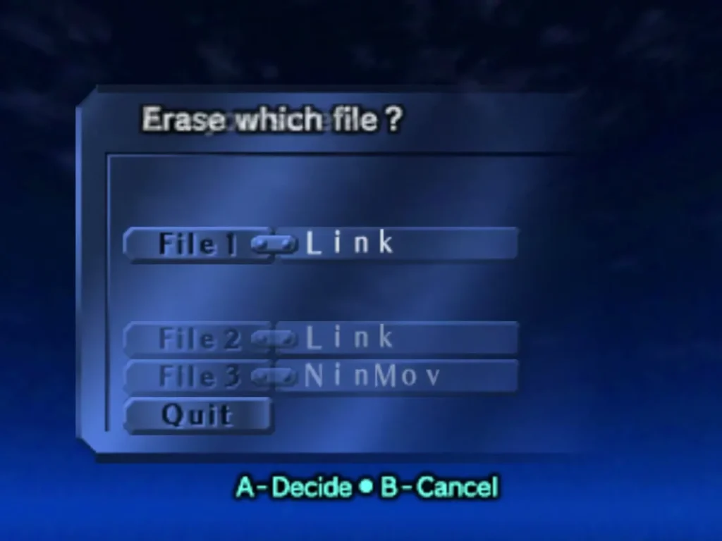 Name entry screen shown when starting a new save file