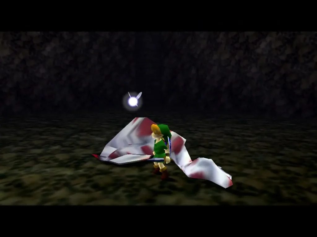 Link standing beside the collapsed body of Dead Hand