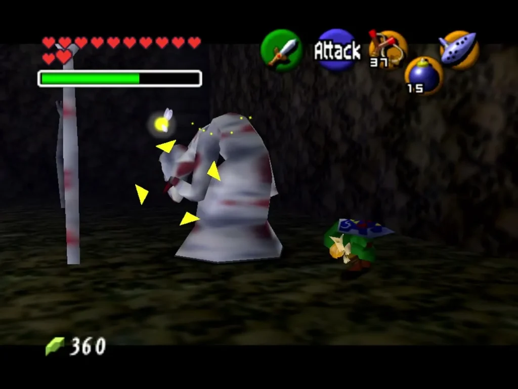 Link fighting Dead Hand in front of its head