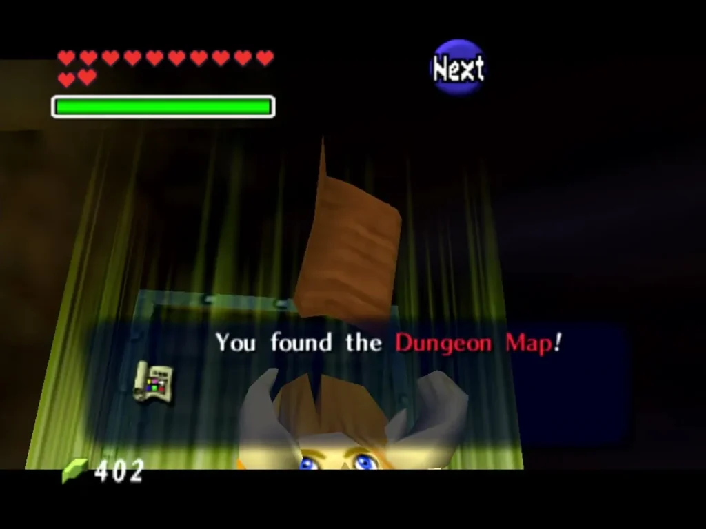 Link holding up the Dungeon Map with the 'You found the Dungeon Map!' box in Bottom of the Well