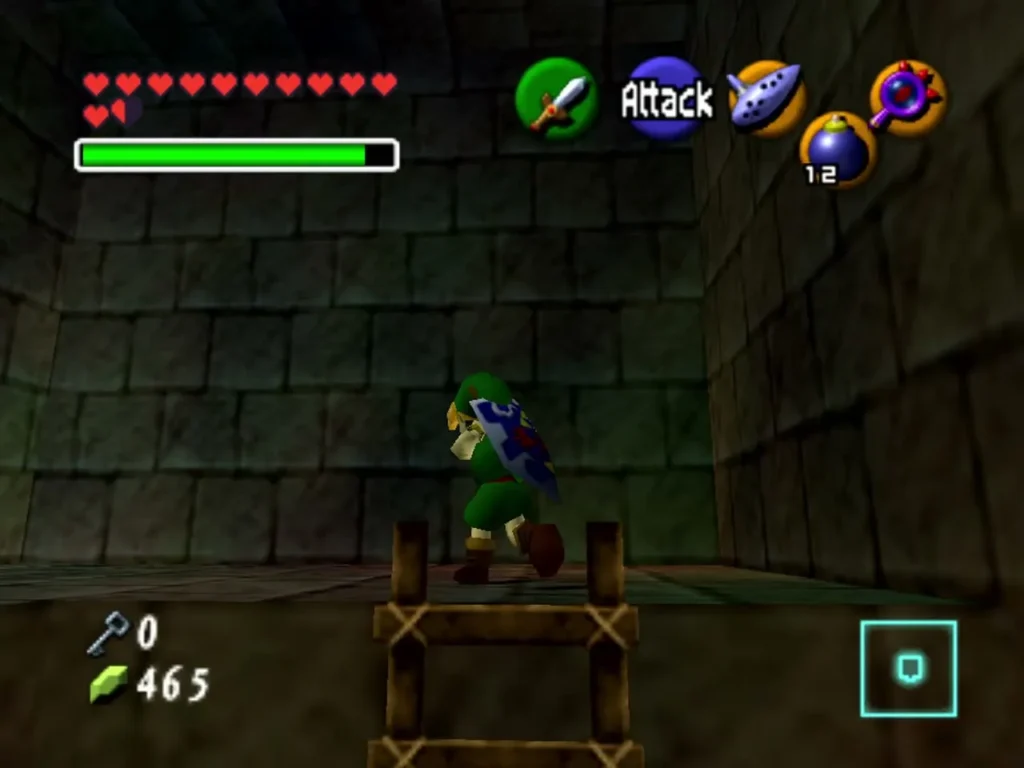 Link standing at the top of a ladder leaving the Bottom of the Well basement