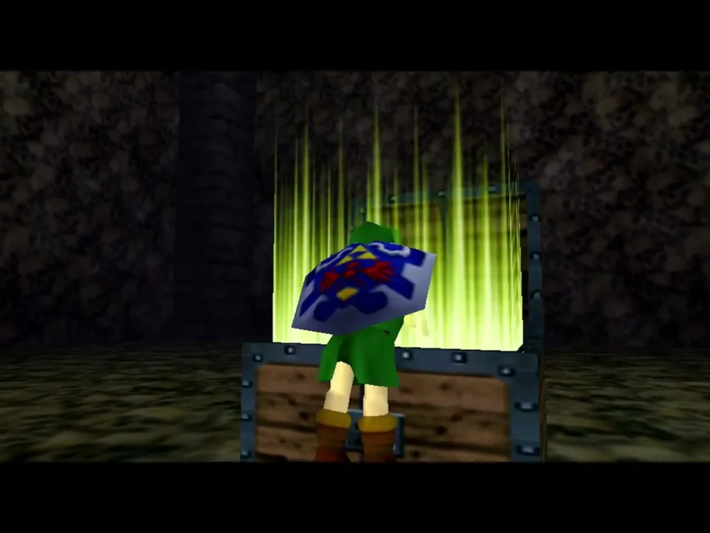 Large chest opening with green light in the Bottom of the Well