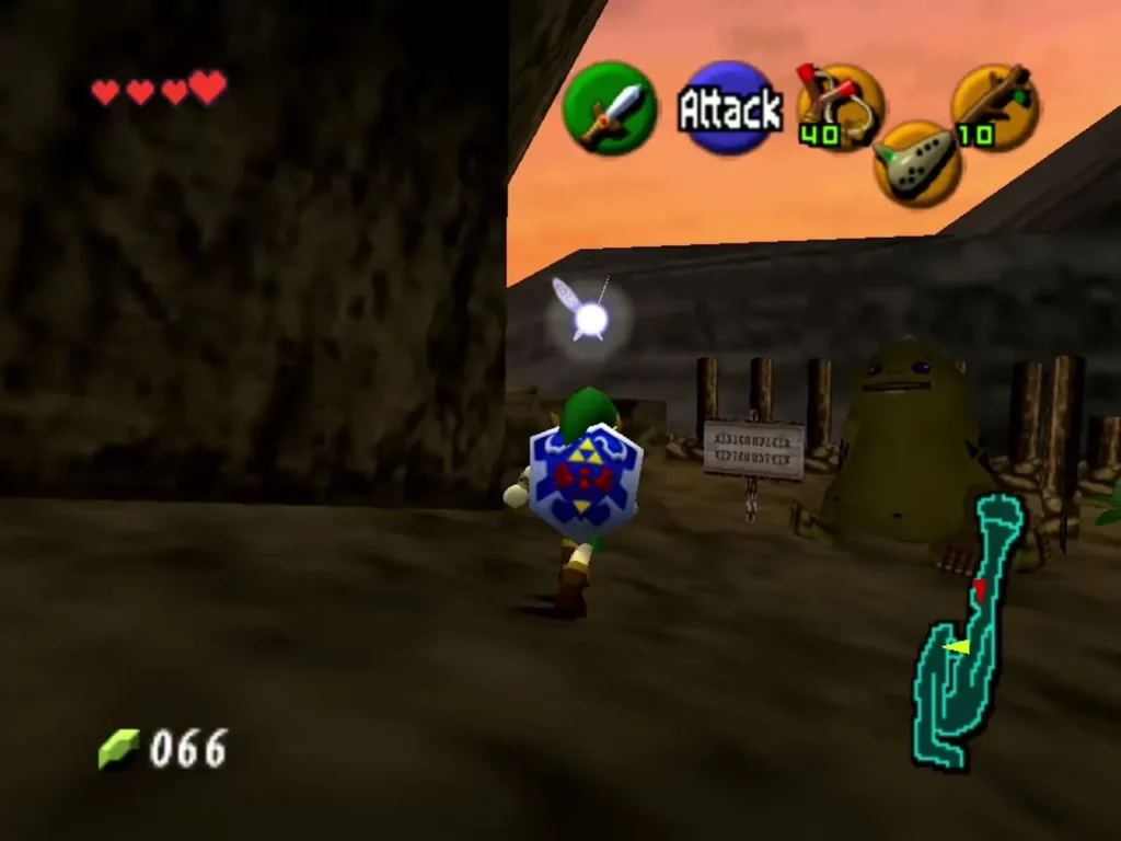 Child Link beside a Goron standing near a sign on the Death Mountain Trail Child Link beside a Goron standing near a sign on the Death Mountain Trail