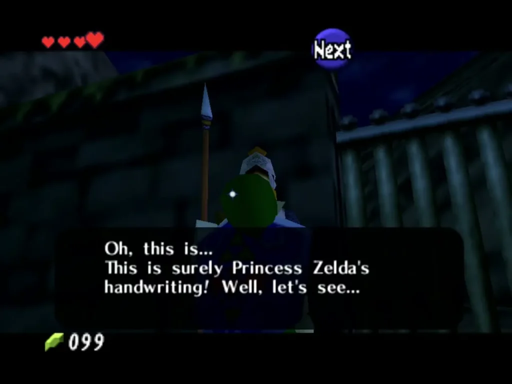 The gate guard reading Princess Zelda's letter The gate guard reading Princess Zelda's letter