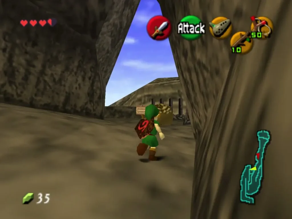 A Goron sits by a sign and a Bomb Flower beside the wooden fence on the Death Mountain Trail A Goron sits by a sign and a Bomb Flower beside the wooden fence on the Death Mountain Trail
